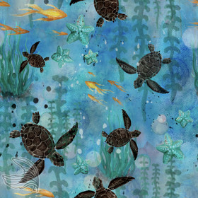 Merenneidon ompelimo: Kilpikonnien matkassa 2.0 luomutrikoo, sininen