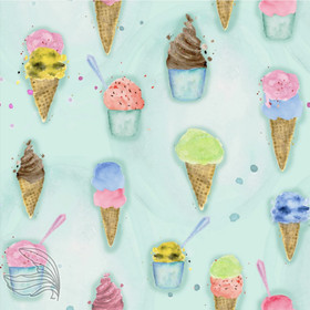 Merenneidon ompelimo: Jäätelöpäivä double gauze, sininen