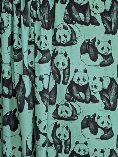 Mieli Design: PANDAS sea green, luomupuuvillatrikoo