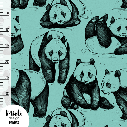 Mieli Design: PANDAS sea green, luomupuuvillatrikoo