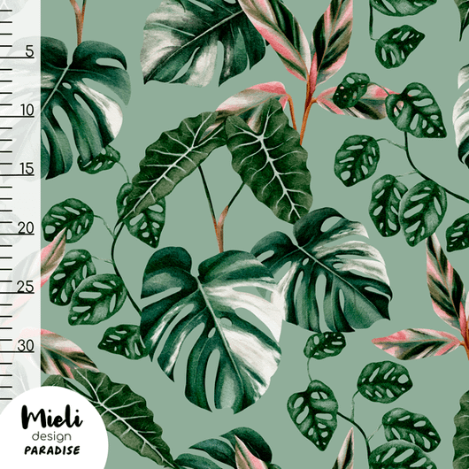 Mieli Design: PARADISE dusty green, luomupuuvillatrikoo