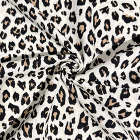 Kivipesty viskoosi-pellava: Leopard, vaalea beige - musta - ruskea