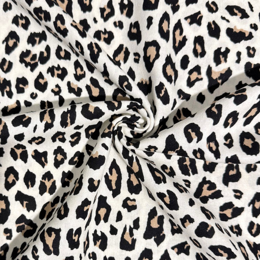 Kivipesty viskoosi-pellava: Leopard, vaalea beige - musta - ruskea