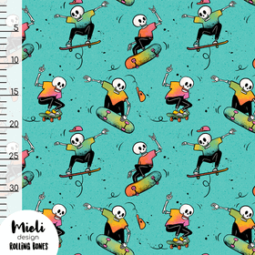 Mieli Design: ROLLING BONES sea green, luomupuuvillatrikoo