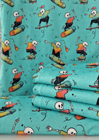 Mieli Design: ROLLING BONES sea green, luomupuuvillatrikoo