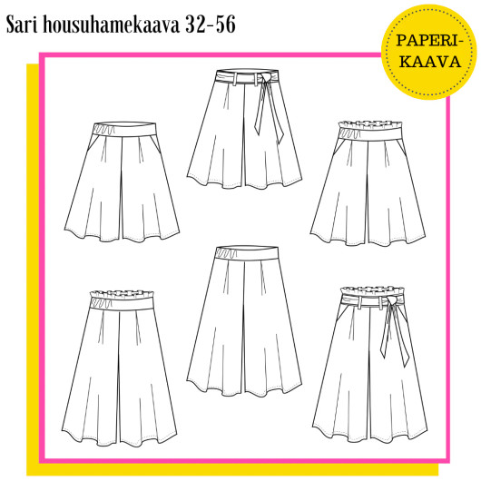 Unelmallinen, kaavapaketti: Sari housuhamekaava 32-56