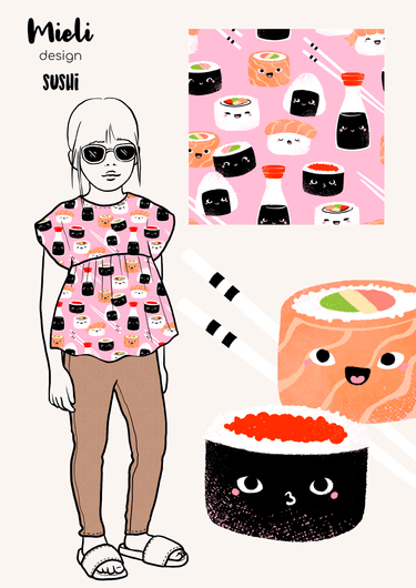 Mieli Design: SUSHI pink, luomupuuvillatrikoo