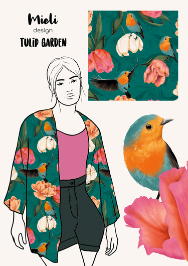 Mieli Design: TULIP GARDEN, luomupuuvillatrikoo