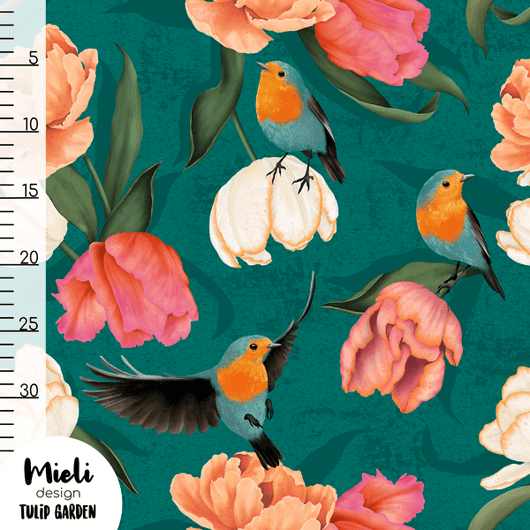 Mieli Design: TULIP GARDEN, luomupuuvillatrikoo