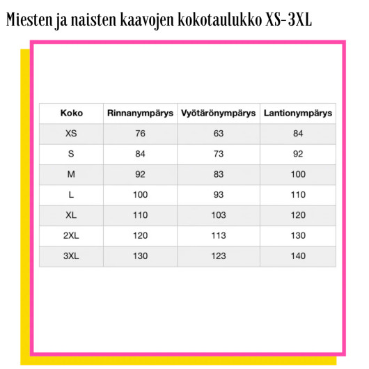 Unelmallinen, kaavapaketti: Unisex Paju paitakaava XS-3XL