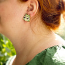 Vihreä Repputepponen – nappikorvakorut