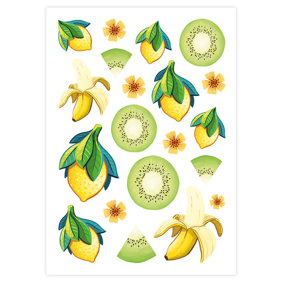 Keltaiset hedelmät – tarra-arkki