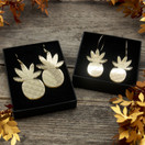 Ananas pieni  – korvakorut renkailla (peiliakryyli)