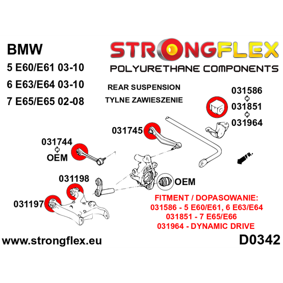 036092A: Rear suspension bush kit SPORT