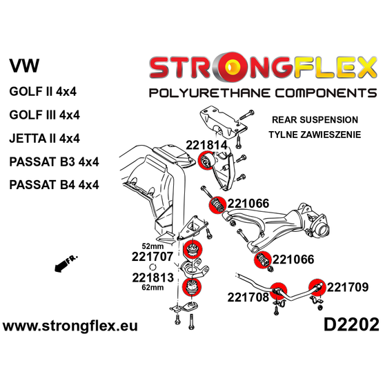 226237A: Rear suspension bush kit SPORT