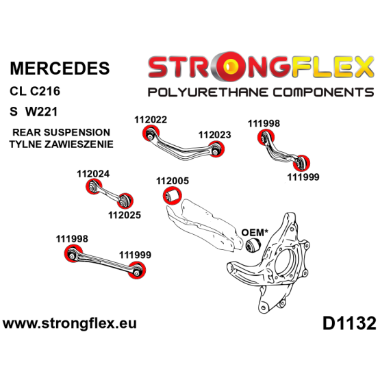 116260A: Rear suspension bush kit SPORT