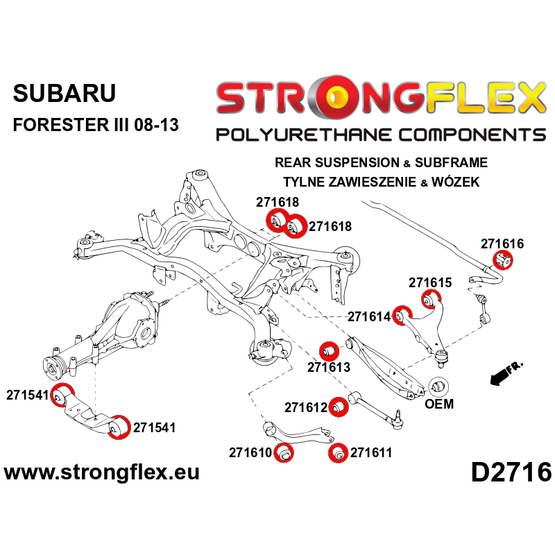 276165B: Rear suspension polyurethane bush kit