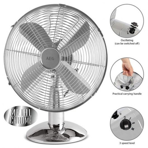 AEG VL5526M Teräksinen huippu laadukas 30 cm pöytätuuletin 