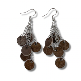 Nahkakorvakorut Ketjupallot Tummanruskeat