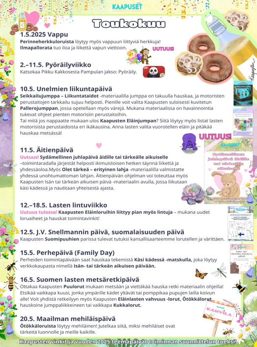 TEEMAPÄIVÄT JA VINKIT TOUKOKUU 2025 (MAKSUTON) 