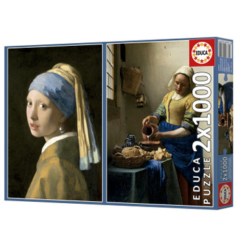 Educa®  Girl with aPearl Earring & The Milkmaid palapeli 2 x1000 palaa