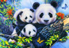 Bluebird Panda Family -palapeli 100 palaa