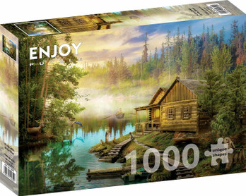 Enjoy A Log Cabin on the River palapeli 1000 palaa