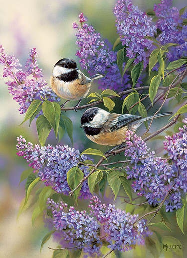 Cobble Hill Chickadees and lilacs palapeli 1000 palaa
