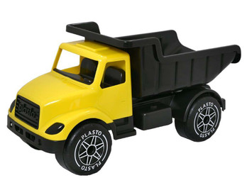 Plasto Iso kuorma-auto kelta-musta, pehmeät ja hiljaiset pyörät, 60 cm