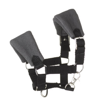 Musta/tummanharmaa fleecevuorillinen riimu keppihevoselle