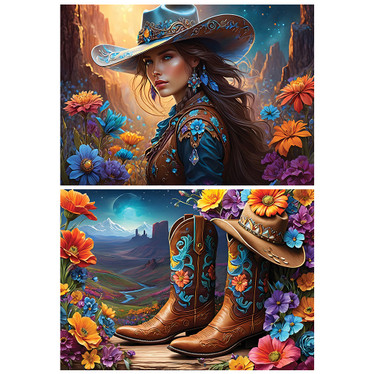Bluebird Cowgirl and Boots - Far West Collection palapeli 2x500 palaa