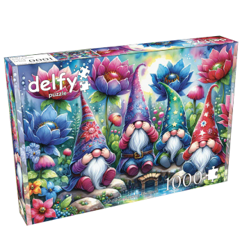 Delfy Gnomes Among flowers palapeli 1000 palaa