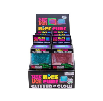 NeeDoh Nice Cube Glitter & Glow puristeltava stressilelu
