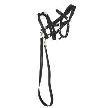 Mustat suitset, turpahihnalla varustetut suitset keppihevoselle