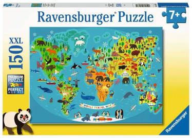 Ravensburger eläinten maailmankartta palapeli 150 XXL palaa