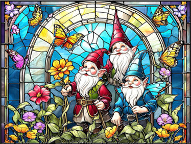 SunsOut Stained Glass Gnomes palapeli 300 palaa