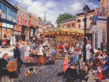 SunsOut XXL, Susan Brabeau, Town Carousel palapeli 1000 palaa