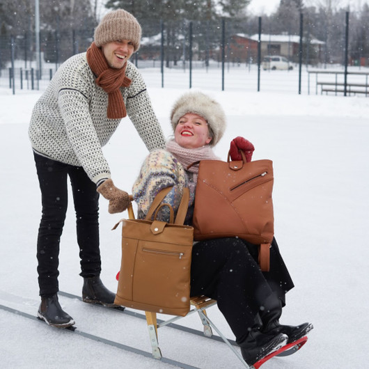 LOKKI, nahkareppu, vaaleanruskeaa nahkaa