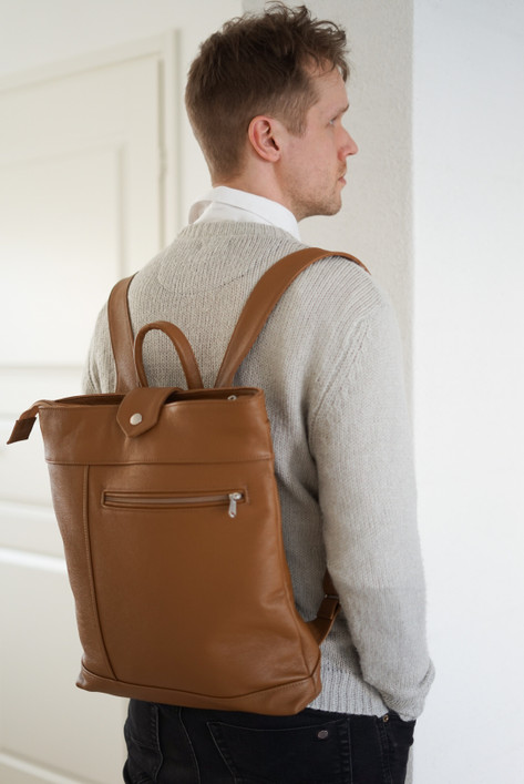 LOKKI, nahkareppu, vaaleanruskeaa nahkaa