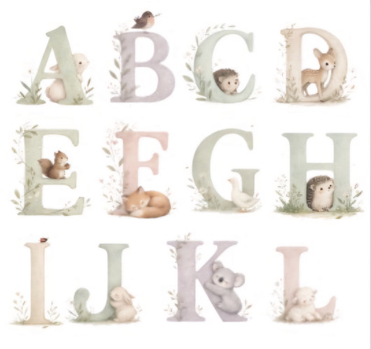 Lasten monogrammimuki eläinkuvituksella, nimellä tai ilman