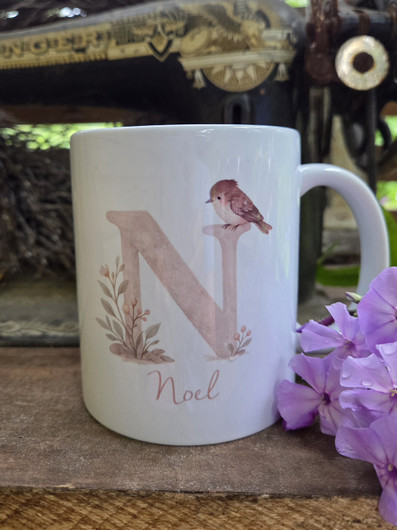 Lasten monogrammimuki eläinkuvituksella, nimellä tai ilman