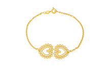 Lempikoru Pitsisydän -rannekoru, kullattu