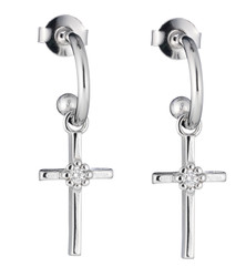 Lumoava Daisy risti korvarenkaat kirkkaalla kivellä