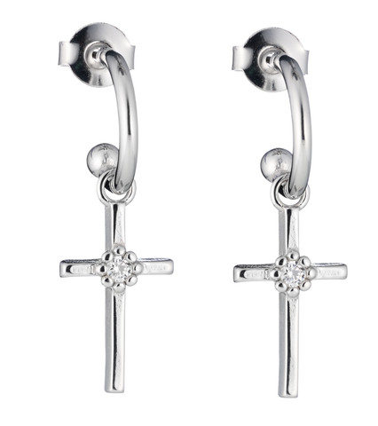 Lumoava Daisy risti korvarenkaat kirkkaalla kivellä