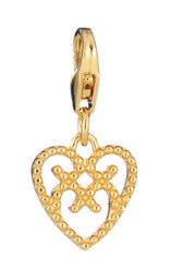 Lumoava Helmi sydän -charm, keltakullattu hopea