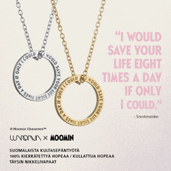 Lumoava x Moomin Niiskuneiti Quote -riipus, hopeaa