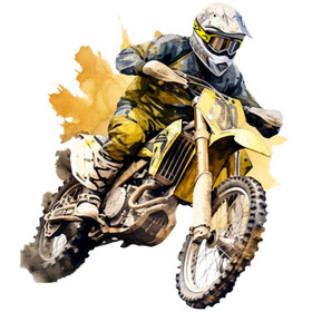 Värillinen silityskuva: Motocross, keltainen