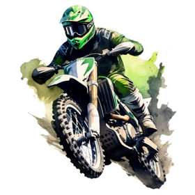Värillinen silityskuva: Motocross, vihreä