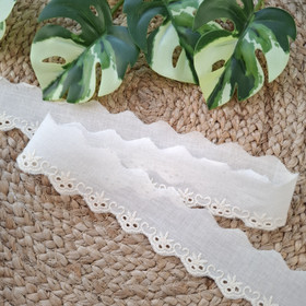 Puuvillabrodyyri 40 mm, Luonnonvalkoinen