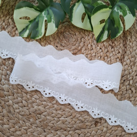 Puuvillabrodyyri 40 mm, Valkoinen